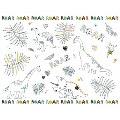 Image of Folat 68338 Placemats Colouring Pages Dino Roars Set of 6, Multi Colour
