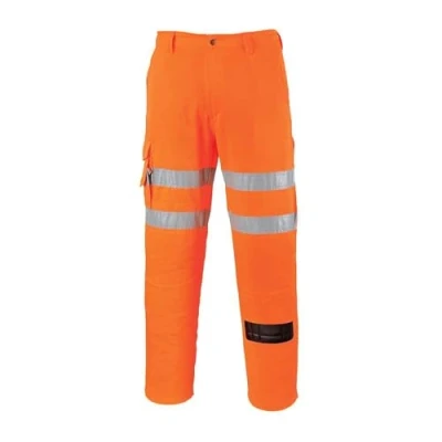 Image of Portwest RT46 Reflective Comfortable Hi Vis Rail Work Trouser Orange Tall, XX Large