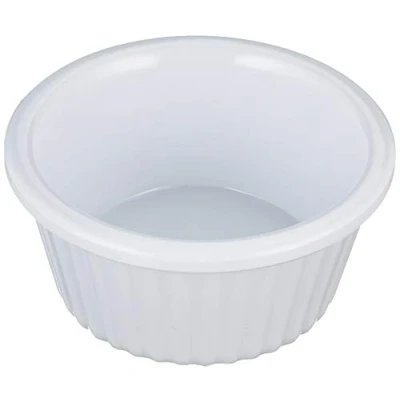 Image of Utopia JMP209 Melamine Fluted Ramekin, 1 oz., 3 cL, White (Pack of 12)