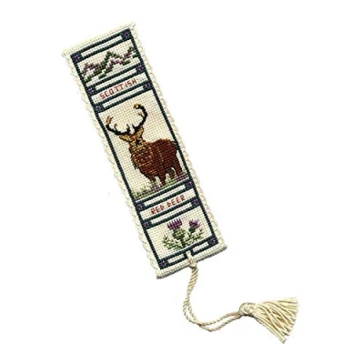 Image of Textile Heritage Cross Stitch Kit Bookmark Stag Made in Scotland