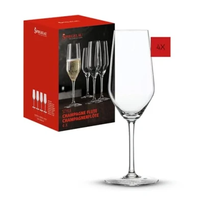 Image of Spiegelau Champagne Glasses Suitable for Sparkling Wine, Prosecco &amp; Cava, Set of 4, Crystal, 240 ml, Style, 4670187