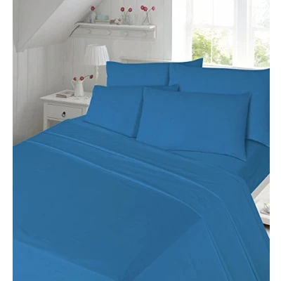 Image of Looms Work® THERMAL 100% Brushed Cotton Boys &amp; Girls Cot Bed/Toddler Bed Fitted Sheet Or Duvet Cover Set (Blue, Sheet)