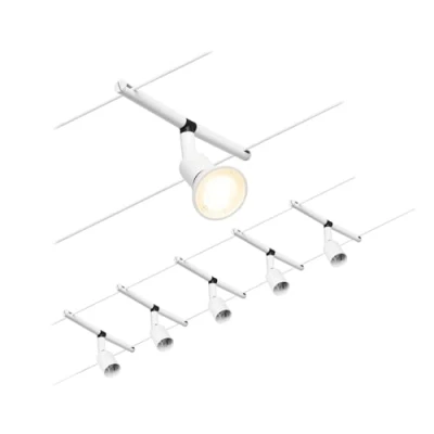 Image of Paulmann 94458 CorDuo Cable System Lighting Set Salt DC, Max 5 x 10 Watt Extendable Wire Matt White Plastic GU5.3 Without Bulbs
