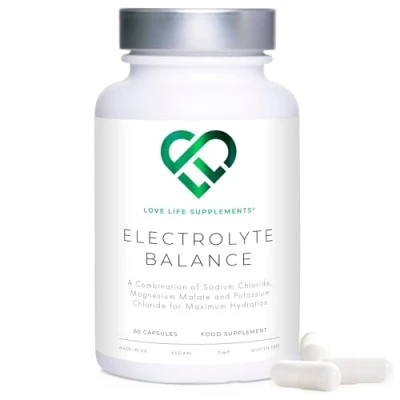 Image of Electrolyte Balance Capsules Sugar Free Electrolytes Tablets 30 Servings High Strength 1000mg Sodium Chloride, Magnesium &amp; Potassium for Maximum Hydration Zero Fillers LL Supplements