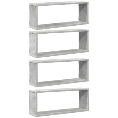 Image of vidaXL Wall Cube Shelf 4 pcs Concrete Grey 60x15x23 cm Engineered Wood