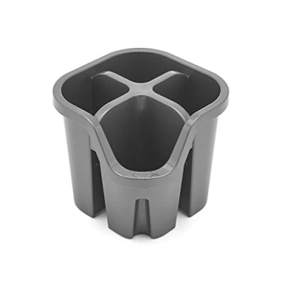 Image of Addis 517938 Cutlery Utensil Drainer Caddy with 4 Compartments, Metallic Silver, 14 x 13 cm