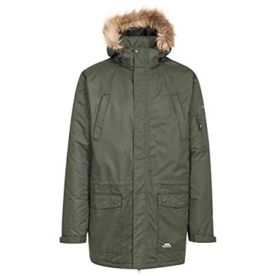 Image of Trespass Jaydin, Olive, XS, Waterproof Jacket with Removable Hood for Men, X Small, Green