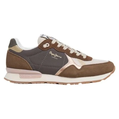 Image of Pepe Jeans Women&#039;s Brit Mixt W Sneaker, Brown (Brass Brown), 6 UK