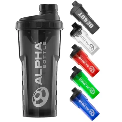 Image of Alpha Designs Protein Shaker Bottle 750ml Gym Cup for Powder Shakes &amp; Sports Supplements Pre Workout Mixer BPA Free 0.75L Smoke