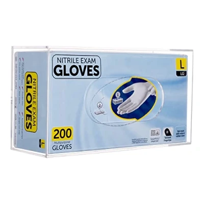 Image of KOEMEHR Wall Mounted Dispenser for Gloves, Single Side Loaded Gloves Holder Rack Medical, Latex, Rubber, Nitrile, Exam, Disposable Glove Boxes, Plastic Bags Tissues Box Cover, Clear
