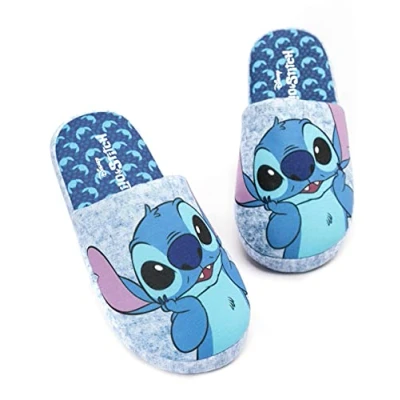 Image of Disney Lilo And Stitch Slippers for Women Ladies Slip On Blue Character Kidult Merchandise House Loafers Gift Her