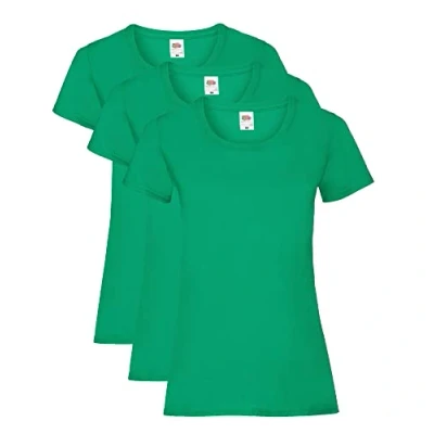 Image of Fruit of the Loom Women&#039;s Valueweight T Shirt 3 Pack, Green (Kelly Green), 10 (Size: S/10)