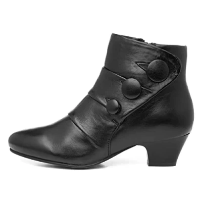 Image of Lotus Prancer Womens Black Leather Heeled Boot Size 4 UK