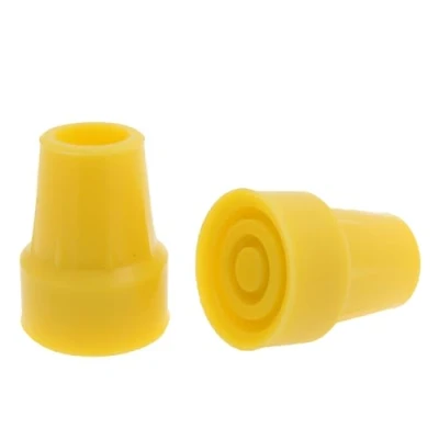 Image of Pair of Yellow Rubber Walking Stick Ferrules Crutch Tips Feet 19mm &amp; 22mm by Lifeswonderful (22mm)