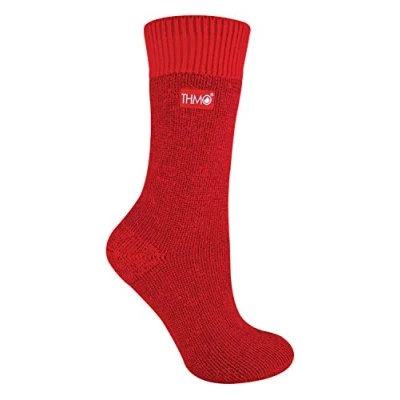 Image of THMO 1 Pair Ladies Thick Winter Warm Thermal Socks with Comfort Top &amp; Smooth Toe Seam (4 8 uk, 34 Red)