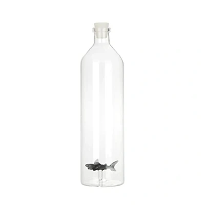 Image of Balvi bottle Atlantis shark Gray colour Glass with a shaped figure inside 30x8,5x8,5 cm