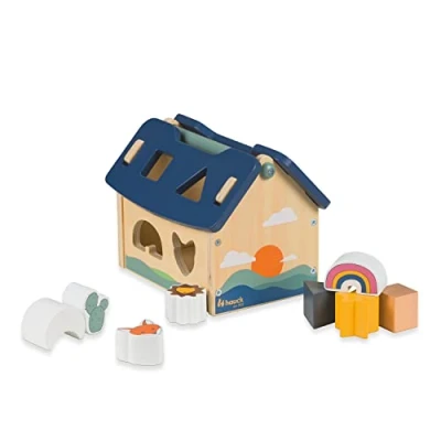 Image of hauck Sort N Build Baby Shape Sorter House with 8 Blocks 1+ Years, Early Development &amp; Activity Toy Trains Motor Skills Hand Eye Coordination, Toddler Learning Made of FSC® Certified Wood
