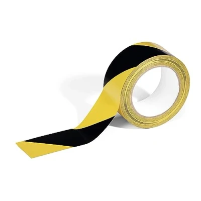 Image of DURABLE DURALINE Floor Marking Tape BASIC Self Adhesive Temporary 33 Metre Roll Quick &amp; Easy Application Perfect for Identification of Hazards Yellow/Black