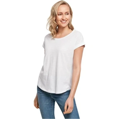 Image of Urban Classics Women&#039;s Ladies Long Slub Tee T Shirt, White, 5XL