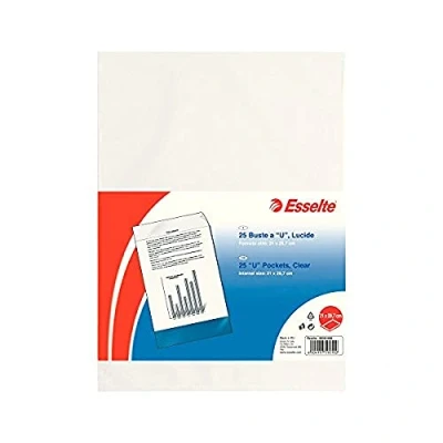 Image of Esselte U Pocket Folders Polished, Folio in PP Clear A4 Transparent