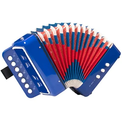 Image of Button Accordion,Horse 10 Keys Control Accordion Musical Instruments for Beginners Lightweight and Environmentally friendly (Blue)