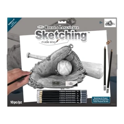 Image of Royal &amp; Langnickel 15 x 11 inch Baseball Pre Printed Sketching Made Easy Drawing Set