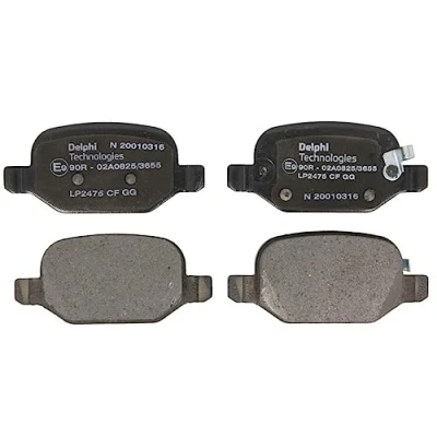 Image of 77366456, 77366457, 77366993, 77366994, 77367515 Brake pad set DELPHI LP2475 with acoustic wear warning anti squeak plate without accessories