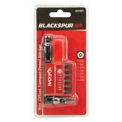 Image of 9pc Carbon Steel Offset Tamper Proof Screwdriver Bit Set By Blackspur