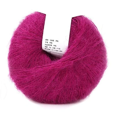 Image of Popular Soft Mohair Knitting Angora Wool Yarn for DIY Shawls Sweaters Hats (Dark red)