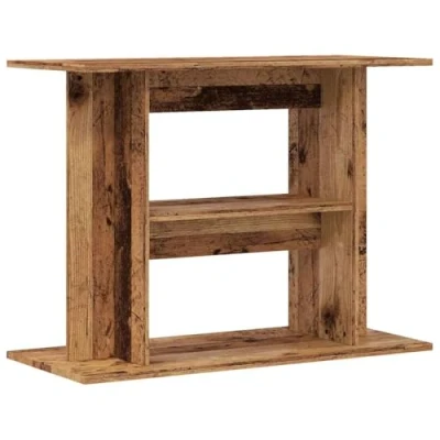 Image of vidaXL aquarium stand fish tank cabinet old wood finish, engineered wood, 3 tier, 80x35x60cm, home or office