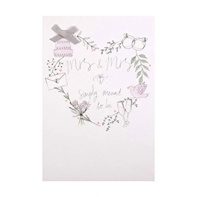 Image of Hallmark Mrs &amp; Wedding Congratulations Card Contemporary Design with Gem and Ribbon Attachments