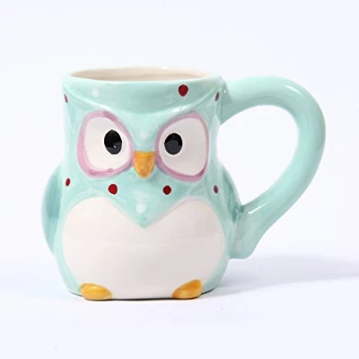 Image of Mystic Moments Blue Ceramic Polka Dot Owl Mug