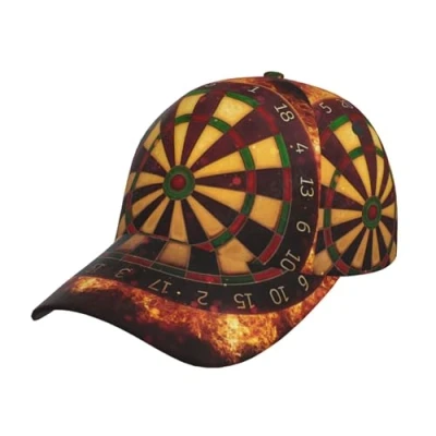 Image of Hceaatb Unisex Baseball Cap Dart Board Fire Print Trucker Low Profile Hat Adjustable Dad Hats Peak Caps Black