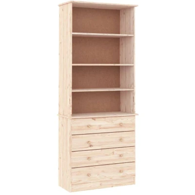 Image of vidaXL Bookcase with Drawers ALTA 77x35x186.5 cm Solid Wood Pine
