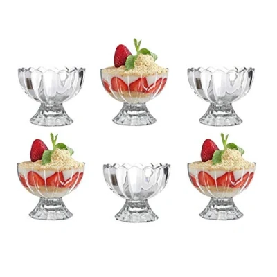 Image of Qing Ping Guo GlassIce Cream Bowls Sundae Dessert Glasses Mini Glass Trifle Set Of 6 Short Stemmed Ice Serving Dishes Footed Fruit Salad Pudding Cups