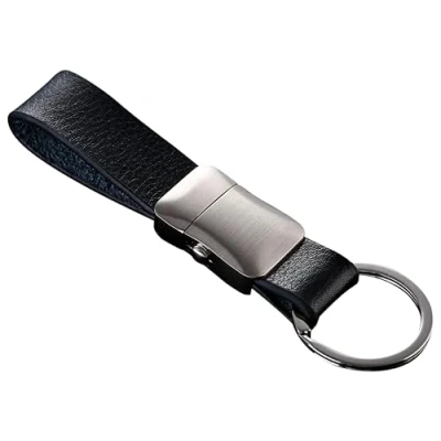 Image of Cerbery® Elegant leather keyring with rings and Gift box keychain key holder car photo engraving ring Ladies Men (Silver)