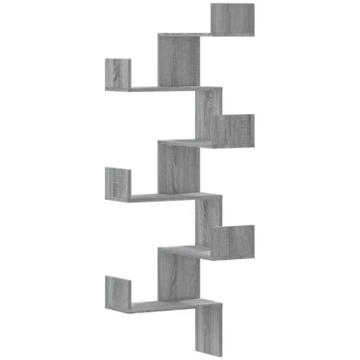 Image of vidaXL ** ``` Product Title 200 Wall Corner Shelf Grey Sonoma Floating Shelves Engineered Wood, 45 x 147 cm, Space Saving Storage &amp; Decorative Display Rack for Living Room, Bedroom
