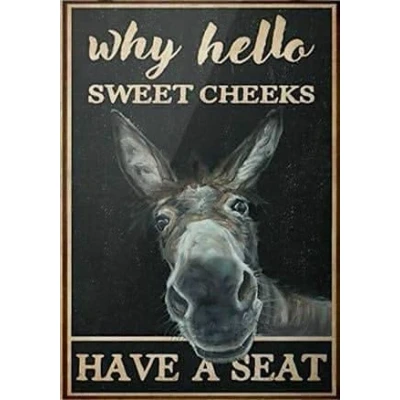 Image of Funny Retro Tin Sign,Bathroom Donkey Signs Metal Sign,Funny Bathroom Decor Cute Vintage Sign Poster Art Gifts 6x8 Inch