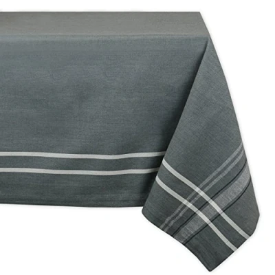 Image of DII French Stripe Dining Table Collection Farmhouse Style Tablecloth, 60x84 Inches, Gray Chambray