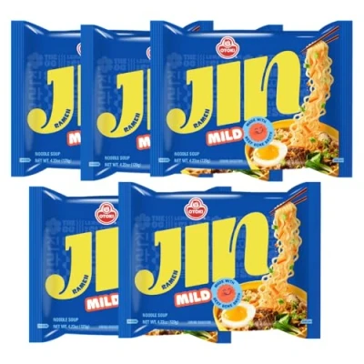 Image of OTTOGI Jin Ramen MILD SPICY Korean Instant Ramyun Noodles 120g (Pack of 5)