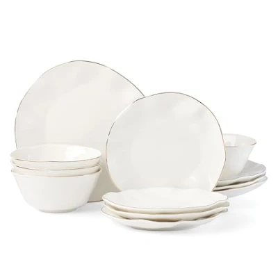 Image of Lenox Blue Bay 12 Piece Dinnerware Set, 15.20 LB, White