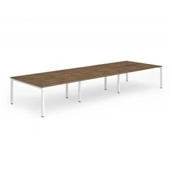 Image of Evolve B2B White Frame Bench Desk 1200 Walnut (6 Pod) BE277