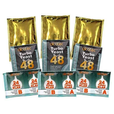 Image of Alcotec 3x 48 Turbo Yeast, TurboKlar &amp; Liquid Carbon Homebrew Vodka Spirit