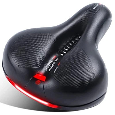 Image of NATRUTH Bike Seat, Bicycle Saddle for Men &amp; Women, Waterproof Seat Thicken Comfortable Soft Cushion Road Bike, Cruiser, Mountain Exercise City Bikes, Spinning (Red)
