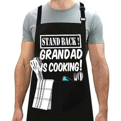 Image of LINEN CLOSET® Adjustable Bbq Aprons for Men Women Funny Rude Chef Christmas Grilling Gifts Dad Son Father Husband with 2 Pockets Grandad Cooking Apron