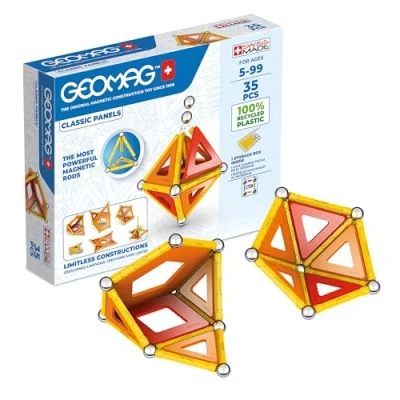 Image of Geomag Classic Panels 35 Pieces Magnetic Construction for Children Green Collection 100 Percent Recycled Plastic Educational Toys