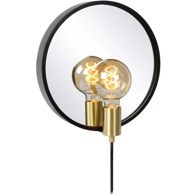 Image of Reflex Scandinavian Round Mirror Light 1xE27 Black