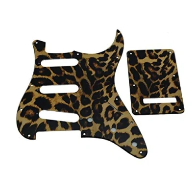 Image of KAISH 11 Hole 3D Printed Strat Style SSS Plastic Pickguard ST Back Plate Tremolo Trem Cover for USA/Mexico Stratocaster/Strat Leopard Stripe