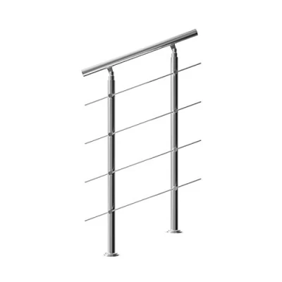 Image of MONZANA® 80 cm Stainless Steel Handrail Bannisters with 4 Cross Members Indoor Or Outdoor Use Adjustable Angle Brushed Transitional Tubular Stair Railings Balustrade Balcony
