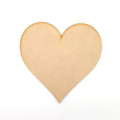 Image of Pack of 10 MDF Hearts Wooden Cut Out Craft Shape, Embellishments (12.5cm / 125mm)